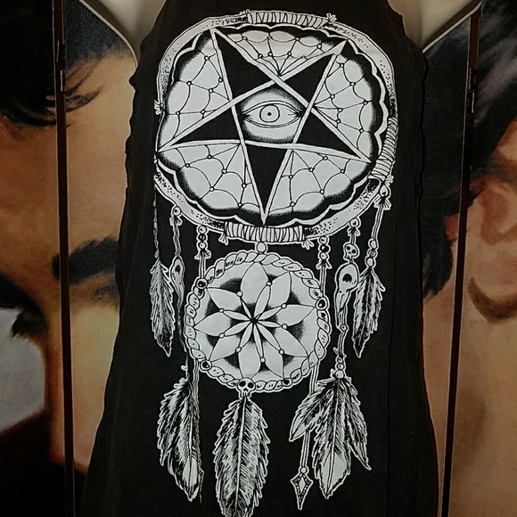 Too Fast by Rat Baby Slaughter Star Eye Dreamcatcher Feathers Top Acid Wash - Picture 6 of 8